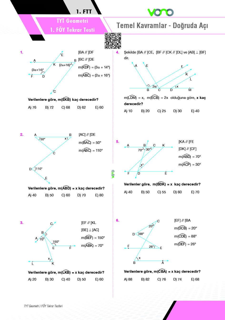 TYT GEOMETRİ Föy Tekrar Testleri 
